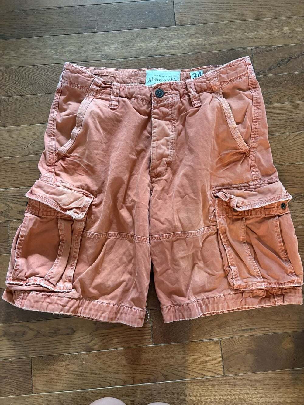 Vintage Y2K Abercrombie & Fitch Salmon Cargo Shorts Baggy Sz 34